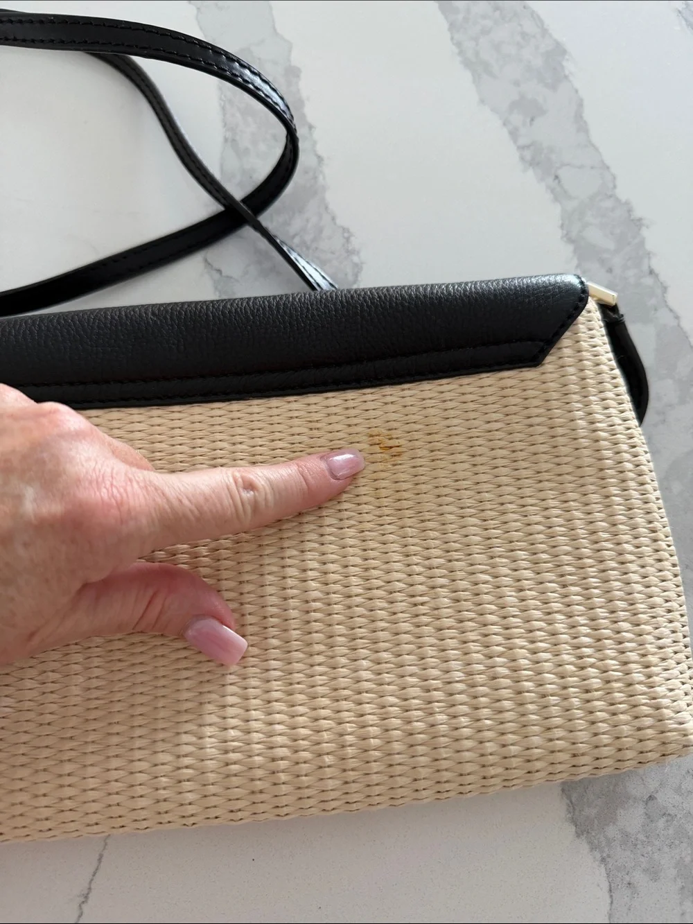 kate spade Black & Natural Straw Crossbody Clutch